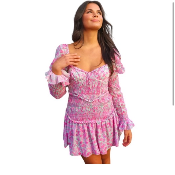 Floral mini long sleeve dress - Picture 3 of 6